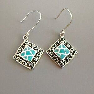 Vintage TH Turquoise Sterling Silver Earrings